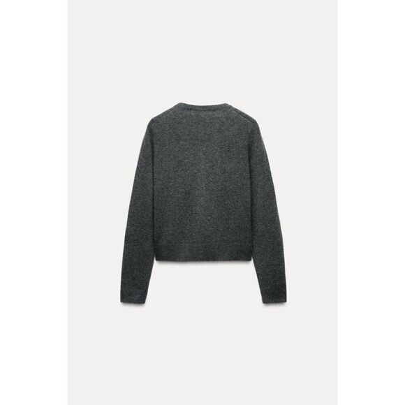 Zara Womens Sweater Size M Gray Cardigan Knit 100 Wool Long Sleeve 2893/102 NWOT - Picture 3 of 12